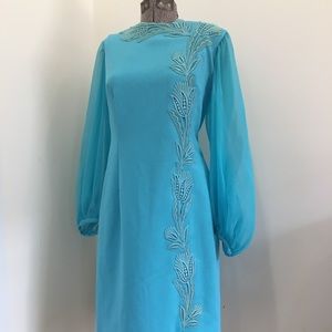 1970s Vintage I dream of Jeannie Teal Dress
